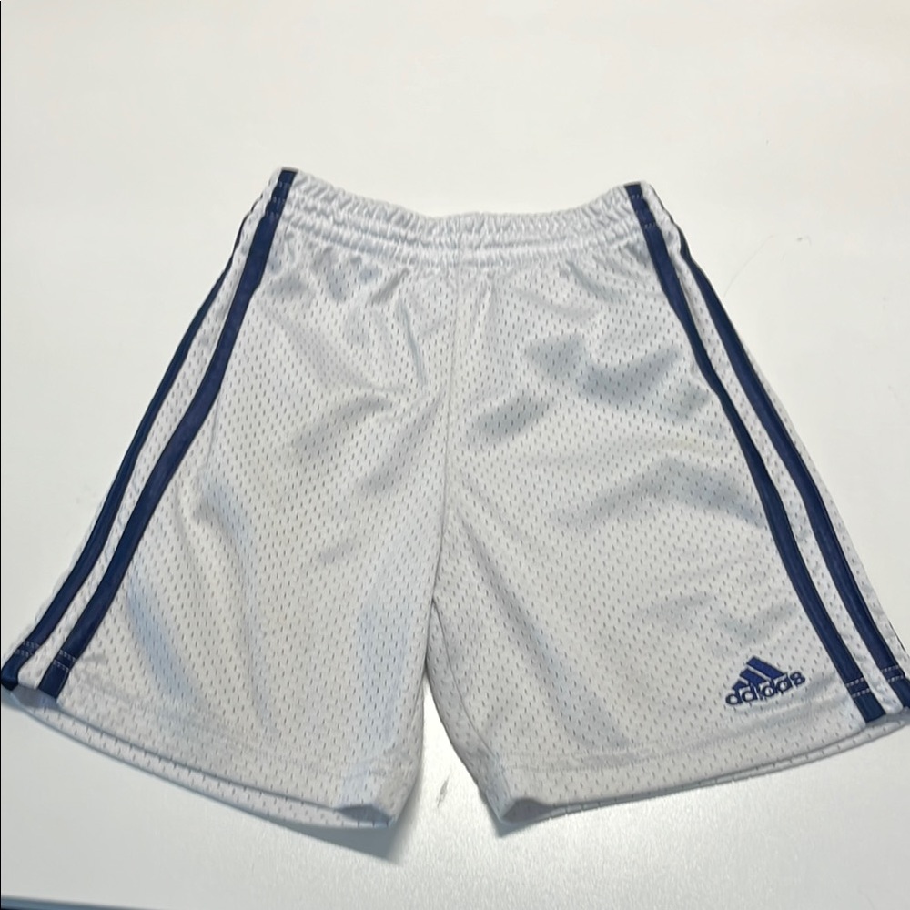 Adidas White Athletic Shorts with Navy Accents